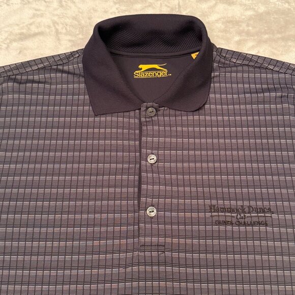 Slazenger Mens M Golf Polo Shirt Plaid‎ Hammock Dunes Challenge Black & Gray - Picture 3 of 13